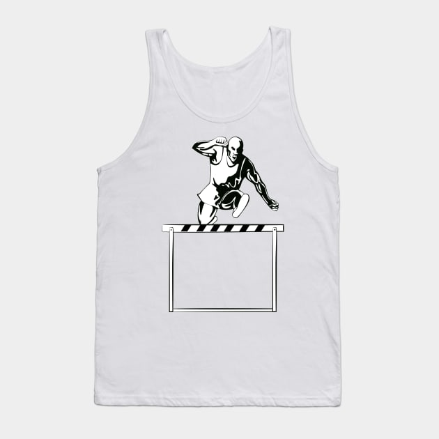 Track and Field Athlete Jumping Hurdle Retro Tank Top by retrovectors